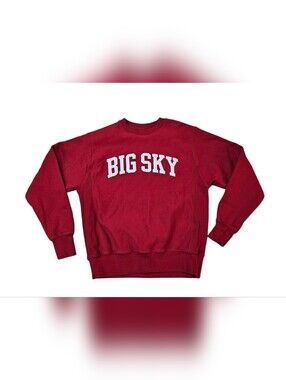 Vtg Champion Reverse Weave Big Sky Montana Sweatshirt Maroon Red Unisex Medium